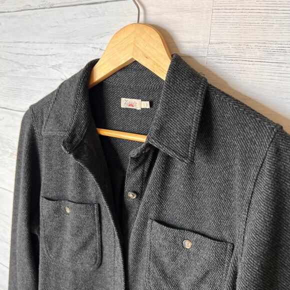 Faherty Shirt Womens Size Medium Heathered Black Twill Legend Sweater Stretch - Picture 9 of 16